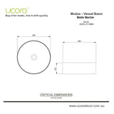 Modus - Vessel Basin 360mm, Matte Calacatta Marble